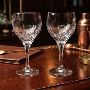 Atlantis Evora Panel Cut Crystal Glasses, Set of 2, Water Glasses, Wine Glasses